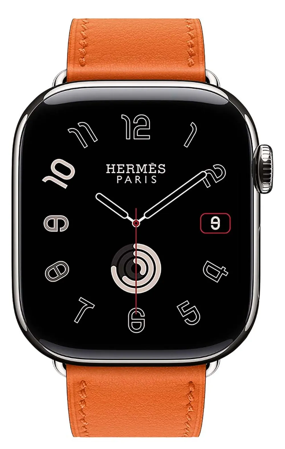 Hermes Apple Watch Series 11 / Steel with Orange Leather Single