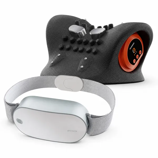 Porodo Portable waist & Lower Back Massage Device + Neck & Shoulder Massage Pillow