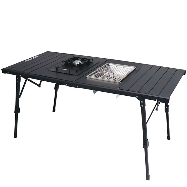 Porodo Portable Camping Table / Includes Stove + Grill / Foldable / Adjustable Height