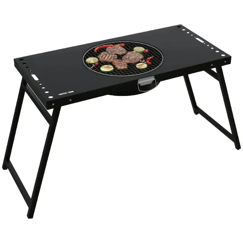 Green Portable Camping Table & Grill / Foldable / 12-Inch Grilling Area ...